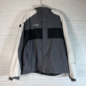 Columbia XCO mens jacket hooded size L waterproof white/fray/black READ